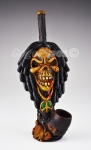 Peace Skull Carved Wood Pipe